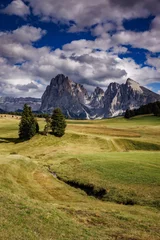Foto auf Leinwand Majestic Dolomites Behind the Soft Green Seiser Alm © Marcel Otterspeer
