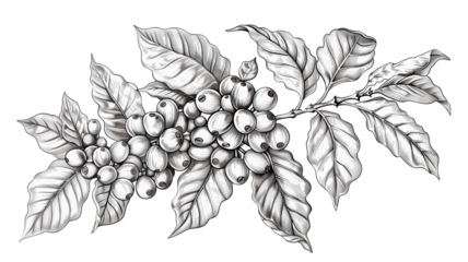 Black and white vintage illustration of an olive branch with leaves