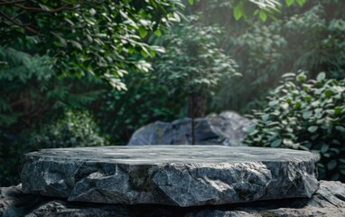 Obraz premium Natural podium in forest Illustration