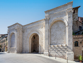 Porta di San Pietro in Perugia , Umbria, Italy , Renaissance arch by Agostino di Duccio from the 15th century