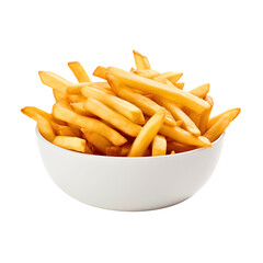 Close-up photo of french fries isolated on a white background