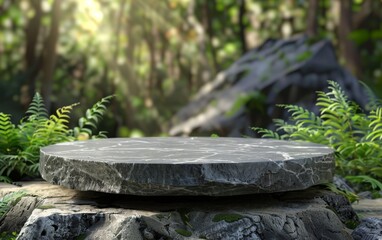 Obraz premium Natural podium in forest Illustration