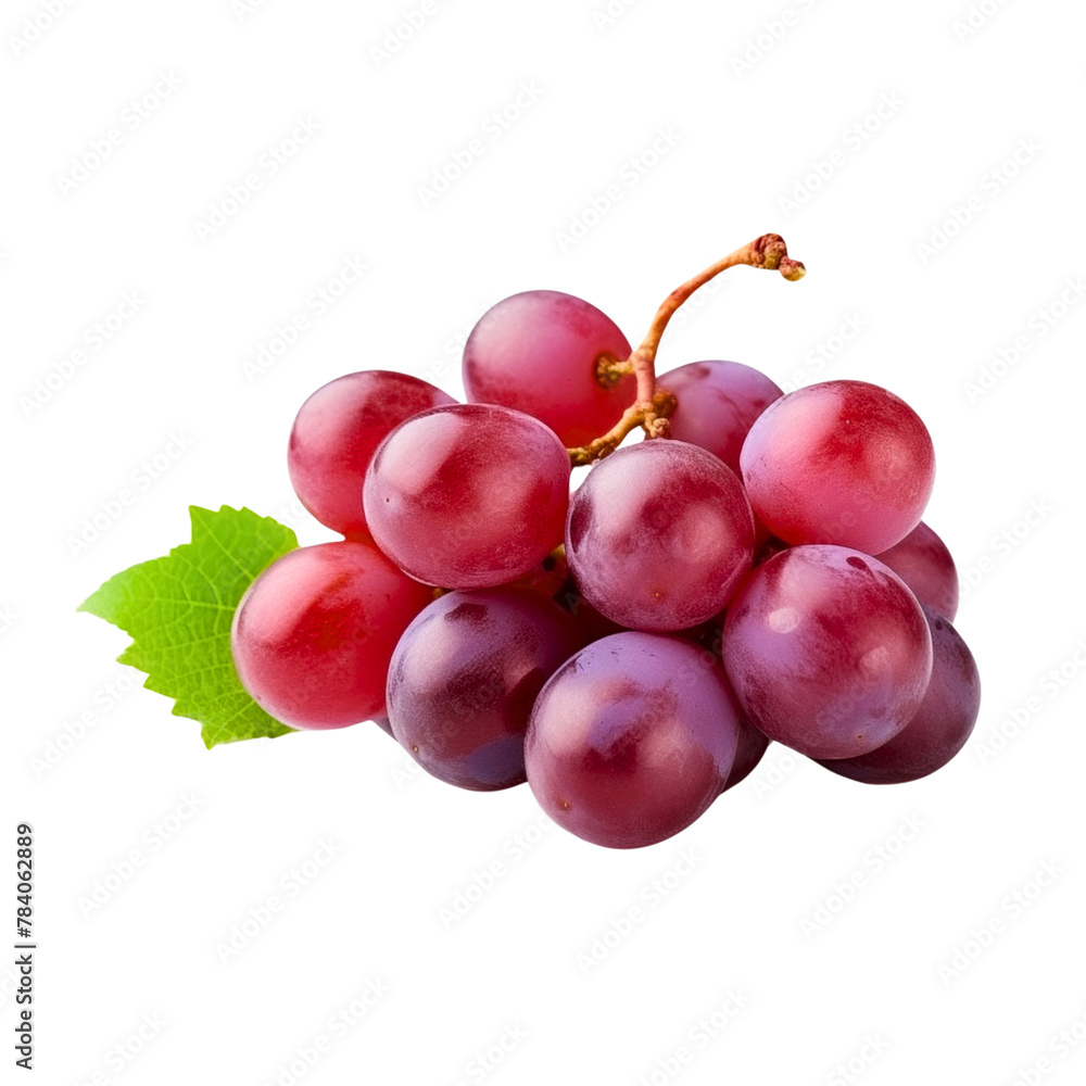 Poster sure, here is a description for an image of red grapes: a close-up of a red grape bunch isolated on 