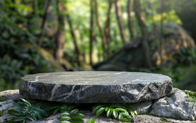 Obraz premium Natural podium in forest Illustration