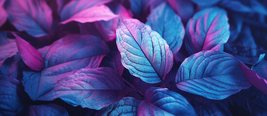 Vivid Purple and Blue Leaves Texture - obrazy, fototapety, plakaty