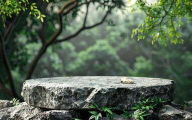 Obraz premium Natural podium in forest Illustration