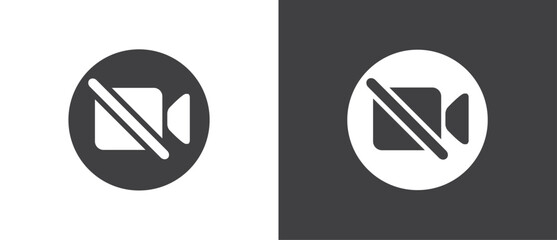 Button icon to turn off video on video calls, Video calls icon, set of buttons template for mobile phone online app, ui. online apps, internet talk, vector illustration in black and white background.