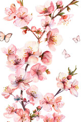 Fototapeta premium A delicate pink cherry blossom branch in full bloom against a soft spring background