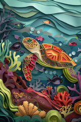 turtle on a coral reef