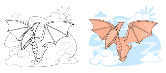 Fototapeta na wymiar Dinosaur vector illustration coloring
