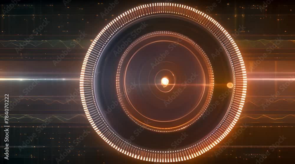 Poster circular interface audio voice music sound spectrum equalizer round sound waves animation on black b