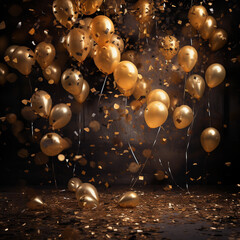 Decoration with golden ballons
