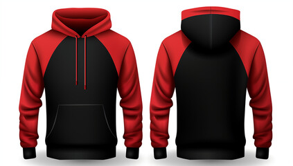 Red black hoodie template for your design mockup for print isolated on white background Logo Placement and Branding