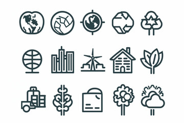 Line icons about Environmental Social Governance. Thin line icon set. Symbol collection in transparent background. Editable vector stroke. 512x512 Pixel Perfect. vector icon, white background, black c