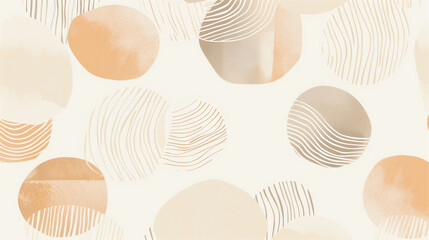 Scandinavian inspired pattern illustration. Minimal light airy cream and beige contemporary - 784074451