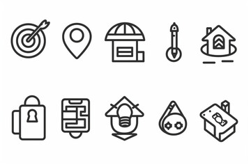 Line icons about navigation and location, thin line icon set 1/2. Symbol collection in transparent background. Editable vector stroke. 512x512 Pixel Perfect. vector icon, white background, black colou