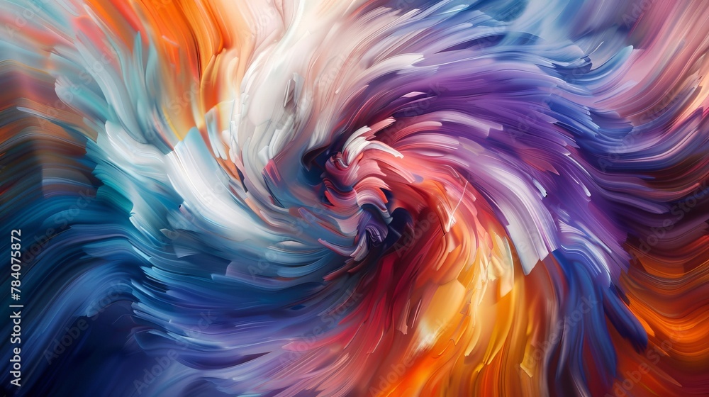Poster A mesmerizing abstract design that dynamically swirls cool and warm colors, suggesting creativity and emotional depth