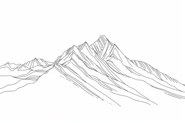 One continuous line drawing of mountain range landscape. Top view of mounts in simple linear style. Adventure winter sports concept isolated on white background. Doodle vector illustration vector icon