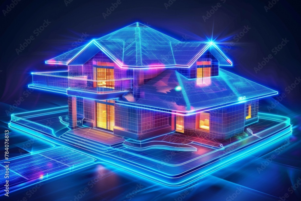 Poster smart house concept. background with selective focus and copy space