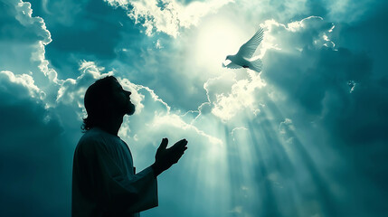 Jesus Cristo e a pomba da paz 