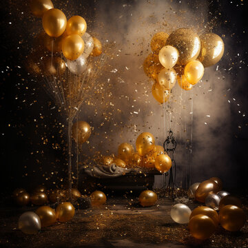 Decoration with golden ballons 