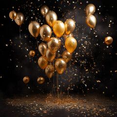 Decoration with golden ballons