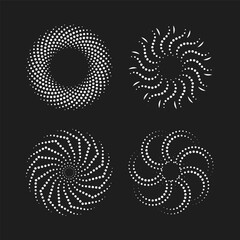 Set of swirl galaxy retro elements and abstract shapes. Abstract silhouettes symbol vector collection.