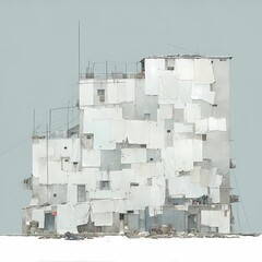 Striking Image of a Building in Transition: From Debris to Structure, Step by Step