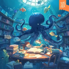 Explore a Fantastical Library Beneath the Waves with a School of Curious Fish and a Young Reader.