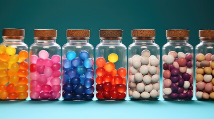Multicolored pills and capsules in plastic UHD Wallpaper