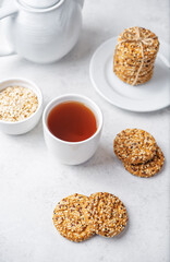 Sesame Chia flax seeds oatmeal cookies - 784079269