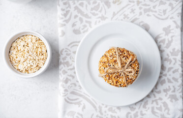 Sesame Chia flax seeds oatmeal cookies - obrazy, fototapety, plakaty