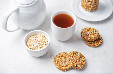 Sesame Chia flax seeds oatmeal cookies - 784079292