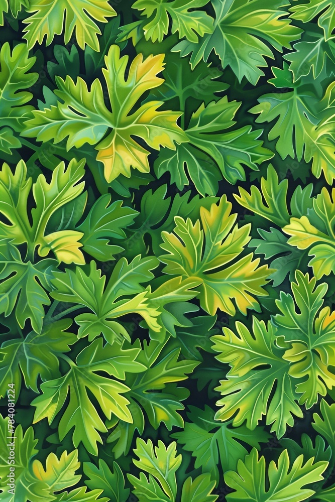 Sticker A vibrant and full image capturing the lushness of parsley leaves, ideal for culinary themes or as a fresh, botanical background