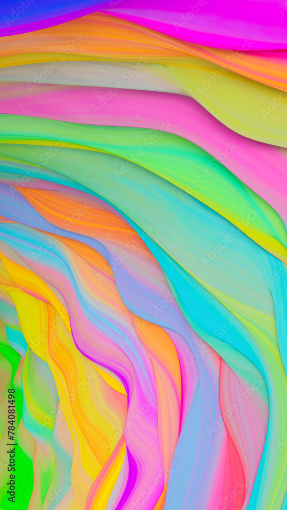 Poster paint wave abstract vertical background. 3d rendering illustration not ai