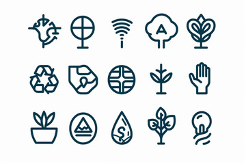 Transparent PNG available Ecology, environment and sustainability concepts thin line icon set. Symbol collection in transparent background. Editable vector stroke. 512x512 Pixel Perfect vector icon, w