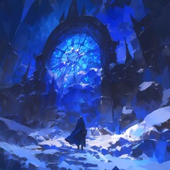 Explore the Mystical Path - A Journey Through a Glowing Blue Ice Cave with Stunning High Dynamic Range Detail