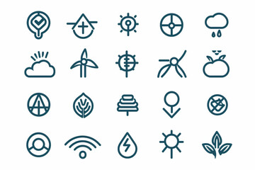 Transparent PNG available Ecology, environment and sustainability concepts thin line icon set. Symbol collection in transparent background. Editable vector stroke. 512x512 Pixel Perfect vector icon, w