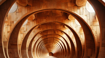 Spiral Timber Columns in Vaulted Ceiling
