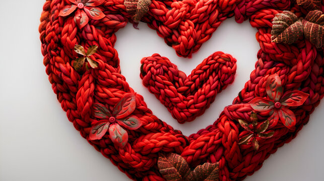 Thick Knitted Red Peace Sign Made of Wool