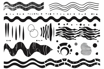 Website border, web page divider shapes. Geometric and organic separator headers for graphic design template - app, banner, page, poster, menu. Vector illustration vector icon, white background, black