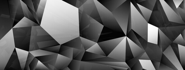Abstract background of crystals in black colors with highlights on the facets and refracting of light