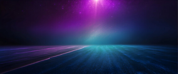 Obraz premium A breathtaking cosmic scene with a radiant purple aurora stretching over a starry horizon
