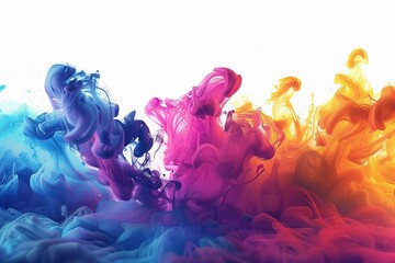 abstract color splash on white background vibrant liquid paint mix creative digital illustration