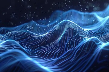 abstract waveform lines pulsating with energy dynamic motion graphics background - obrazy, fototapety, plakaty