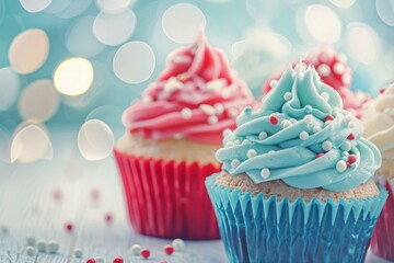 Colorful Cupcakes with Sprinkles, Festive Celebration Concept