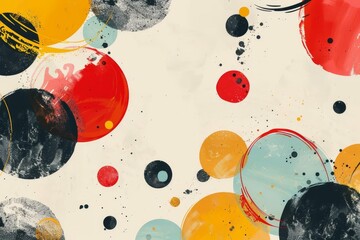 colorful abstract modern art background with circles and spots on light beige digital ilustration