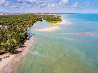Aerial view of Camacho beach, Japaratinga, Alagoas