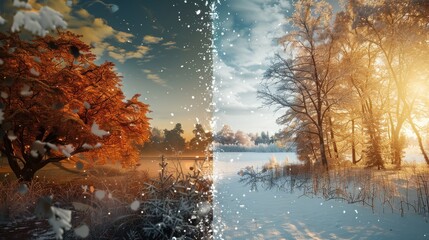 split comparison view of different summer vs winter seasons