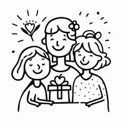 Hand drawn art vector mother and kid